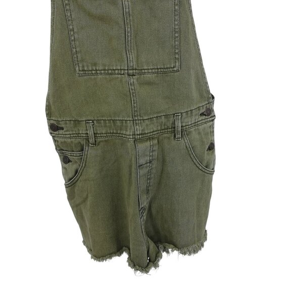 Brandy Melville Army Military Green Overalls Shortalls Shorts Size M Frayed Raw - Picture 6 of 14